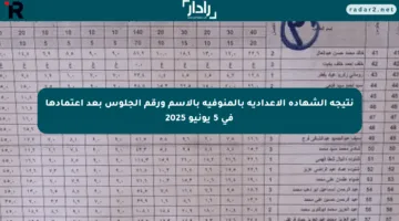 نتيجة الشهادة الإعدادية بالمنوفية بالاسم ورقم الجلوس بعد اعتمادها في 5 يونيو 2025